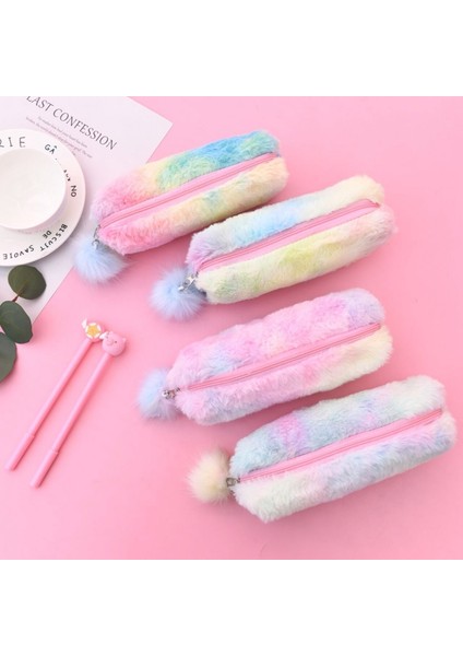 Gradyan Mor-1pc Kawaii Sevimli Peluş Kalem Kutusu Degrade Renk Sekizgen Kalem Kutusu Kız Makyaj Çantası Kozmetik Çantası Öğrenci Saklama Çantası Kırtasiye (Yurt Dışından) indirimleri
