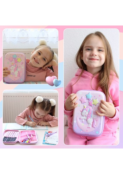 Tavşan Pembe-Loc ile 3D Kawaii Kalem Kutusu Estetik Unicorn Organizatör Kız Erkek Okul Ofis Malzemeleri Için Sevimli Kalem Kılıfı Kutuları Öğrenciler Kırtasiye (Yurt Dışından)