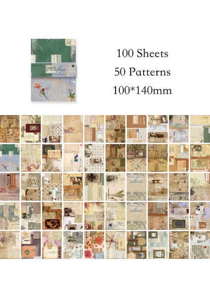 D Journamm 100 Adet/paket Estetik Kraft El Işi Kağıdı Dıy Scrapbooking Dekor Önemsiz Dergisi Sanat Kolaj Fotoğraf Albümü Vintage Arka Plan Kağıdı (Yurt Dışından)