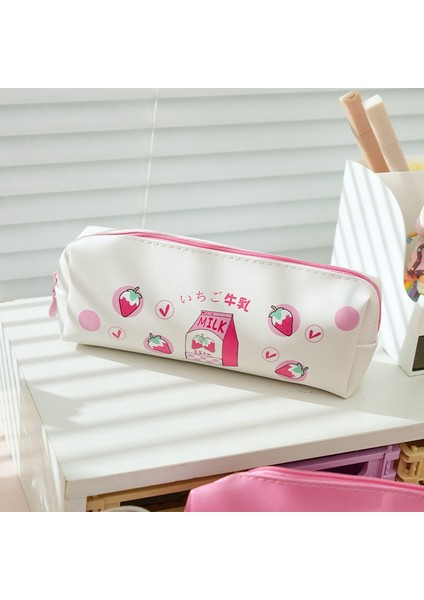 Stil 2 Süt Kalem Kutusu Kawaii Kırtasiye Çilek Kalem Kutusu Kalemlik Pu Deri Çanta Estuches Escolar Okul Malzemeleri Kalem Kutuları (Yurt Dışından)