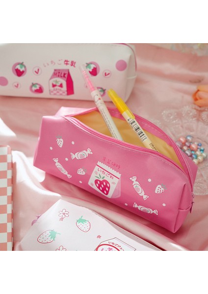 Stil 2 Süt Kalem Kutusu Kawaii Kırtasiye Çilek Kalem Kutusu Kalemlik Pu Deri Çanta Estuches Escolar Okul Malzemeleri Kalem Kutuları (Yurt Dışından) indirimleri