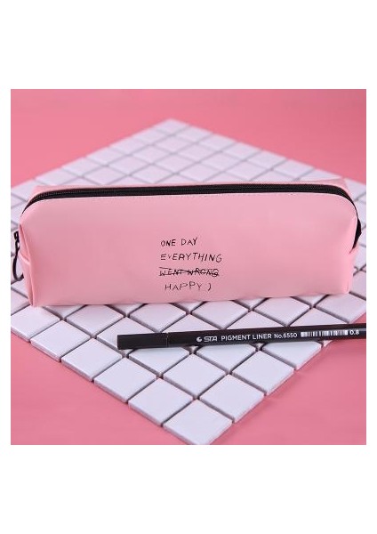 H Sevimli Pembe Kızlar Için Kalem Kutusu Kawaii Siyah Beyaz Nokta Pu Deri Kalem Çantası Kırtasiye Kılıfı Ofis Okul Malzemeleri Zakka Escolar (Yurt Dışından)