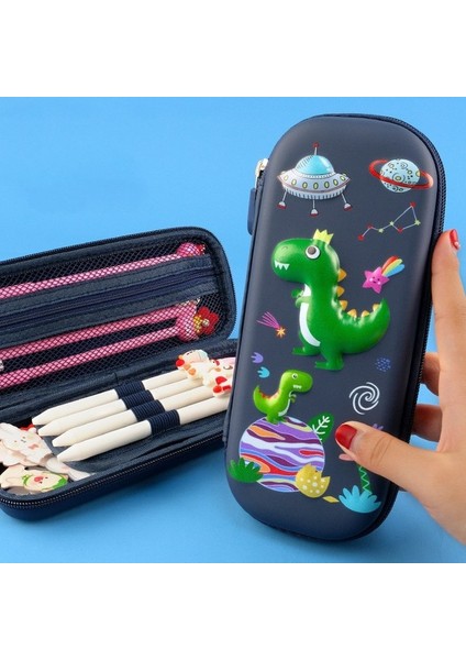 03 3D Unicorn Kedi Sevimli Kalem Kutusu Okul Öğrenci Kırtasiye Kutusu Çocuk Kalem Saklama Kutusu Üç Katmanlı Büyük Kapasiteli Kalem Kutusu (Yurt Dışından)