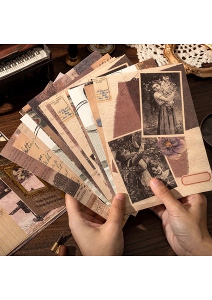 C Yoofun 20 Adet/takım Büyük Boy Vintage Dekoratif Malzeme Kağıtları Günlük Kayıt Scrapbooking Craft Yapımı Retro Kırtasiye (Yurt Dışından)