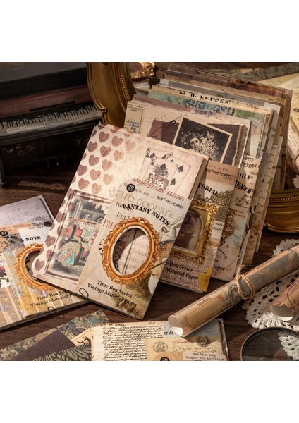 C Yoofun 20 Adet/takım Büyük Boy Vintage Dekoratif Malzeme Kağıtları Günlük Kayıt Scrapbooking Craft Yapımı Retro Kırtasiye (Yurt Dışından)