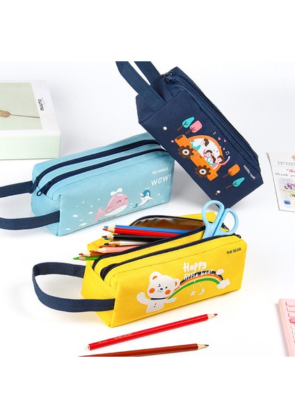 C Çift Katmanlı Kalem Kutusu Mektup Trousse Scolaire Büyük Kapasiteli Estuche Escolar Çok Fonksiyonlu Piornik Szkolny Okul Kalem Kutusu (Yurt Dışından) indirimleri
