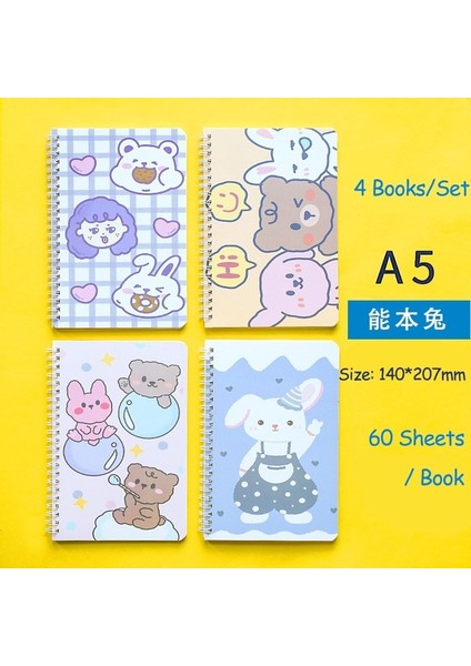 Mor Tavşan 1 Adet A5 Kawaii Dizüstü Dergisi Kpop A5 Sevimli Astarlı Not Defteri Çift Bobin Taşınabilir Defterler Yazma Okul Ofis Malzemeleri Kırtasiye (Yurt Dışından)