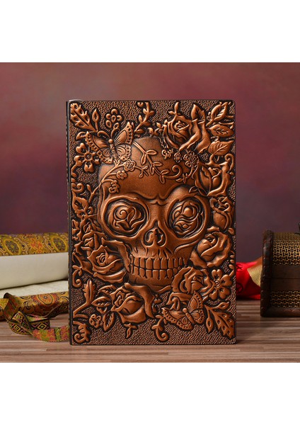 Kırmızı Bronz E A5 3D Üç Boyutlu Ejderha A5 Dizüstü Avrupa Retro Kalınlaşmış Pu Kabartmalı Not Defteri Günlüğü Iş Hediye Ofis Malzemeleri (Yurt Dışından)