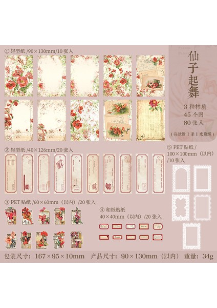 D-Fairy Dans 80 Adet Malzeme Kağıt Çiçek Günlüğü Destek El Yazısı Yazma Karalama Defteri Okul Ingilizce Tedarikçisi Scrapbooking Defterleri 167*95 mm (Yurt Dışından)