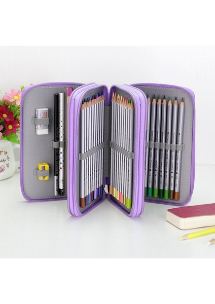 Mor-3 Katmanlar 36/48/72 Delik Oxford Okul Kalem Kutusu Kawaii Penaltı Kalem Kutusu Büyük Kalem Çantası Kutusu Çok Çocuklar Çok Fonksiyonlu Kırtasiye Kese (Yurt Dışından)