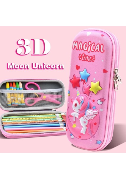 Ay Unicorn 3D Büyük Kapasiteli Unicorn Kalem Kutusu Kawaii Sevimli Kalem Kutusu Çanta Kılıfı Okula Dönüş Malzemeleri Organizatör Kore Japon Kırtasiye (Yurt Dışından)