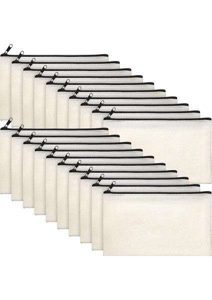 20 Adet Siyah Dıy Tuval Fermuarlı Kalem Çantası Okul Için Boş Dıy Zanaat Çantası Pamuk Kanvas Makyaj Çantası Kılıfı Kılıfı Seyahat El Yapımı Hediye Çantası (Yurt Dışından) fiyatları