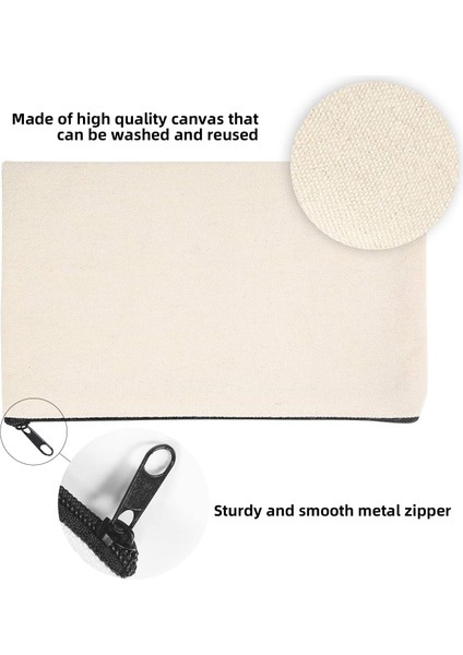 20 Adet Siyah Dıy Tuval Fermuarlı Kalem Çantası Okul Için Boş Dıy Zanaat Çantası Pamuk Kanvas Makyaj Çantası Kılıfı Kılıfı Seyahat El Yapımı Hediye Çantası (Yurt Dışından) modelleri