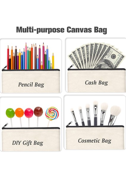 20 Adet Siyah Dıy Tuval Fermuarlı Kalem Çantası Okul Için Boş Dıy Zanaat Çantası Pamuk Kanvas Makyaj Çantası Kılıfı Kılıfı Seyahat El Yapımı Hediye Çantası (Yurt Dışından) fırsatları