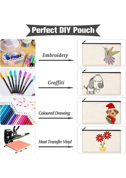 20 Adet Siyah Dıy Tuval Fermuarlı Kalem Çantası Okul Için Boş Dıy Zanaat Çantası Pamuk Kanvas Makyaj Çantası Kılıfı Kılıfı Seyahat El Yapımı Hediye Çantası (Yurt Dışından) indirimleri