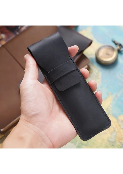 Mor Küçük Yeni Inek Derisi Kalem Kollu Yaratıcı Hediye Kalem Çantası Çılgın At Deri Kalem Deri Çanta Unisex Kırtasiye Çantası (Yurt Dışından) indirimleri