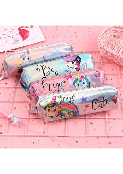 Mavi Unicorn Kalem Kutusu Holografik Lazer Kalem Çantası Kız Erkek Öğrenci Için Büyük Kapasiteli Su Geçirmez Kalem Kutusu Okul Tedarik Kırtasiye (Yurt Dışından)