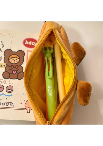 Haki Kawaii Ekmek Kalem Kutusu Çantası Kızlar Için Sevimli Kalem Kılıfı Kutusu Büyük Kapasiteli Peluş Öğrenci Okula Dönüş Malzemeleri Kore Kırtasiye (Yurt Dışından) fırsatları