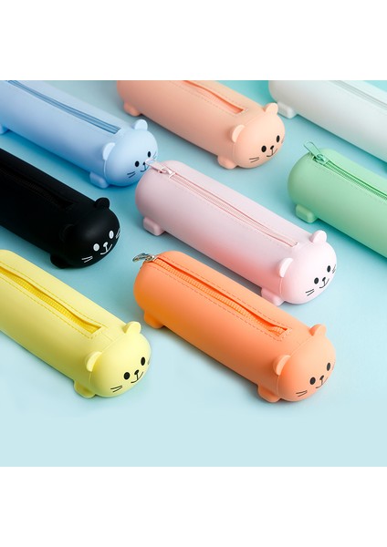 Soluk Pembe Silikon Kalem Kutusu Sevimli Ayı Yumuşak Geri Çekilebilir Kalem Konteyner Yaratıcı Cetvel Tutucu Kırtasiye Kutusu Çocuk Hediyeler Kılıfı Çanta Ins (Yurt Dışından) fiyatları