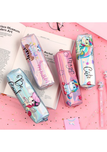 Mavi Unicorn Kalem Kutusu Holografik Lazer Kalem Çantası Kız Erkek Öğrenci Için Büyük Kapasiteli Su Geçirmez Kalem Kutusu Okul Tedarik Kırtasiye (Yurt Dışından)