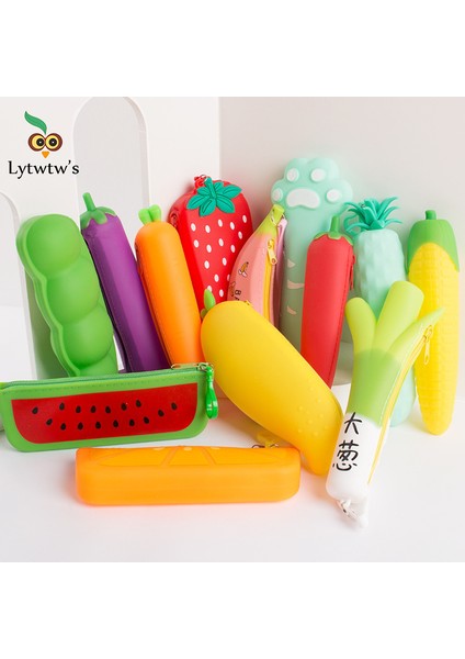F 1 Adet Lytwtw Yeni Sevimli Karikatür Kawaii Sebze Taşınabilir Silikon Kalem Kalem Çantası Makyaj Kozmetik Cep Okul Kırtasiye Durumda (Yurt Dışından) fiyatları