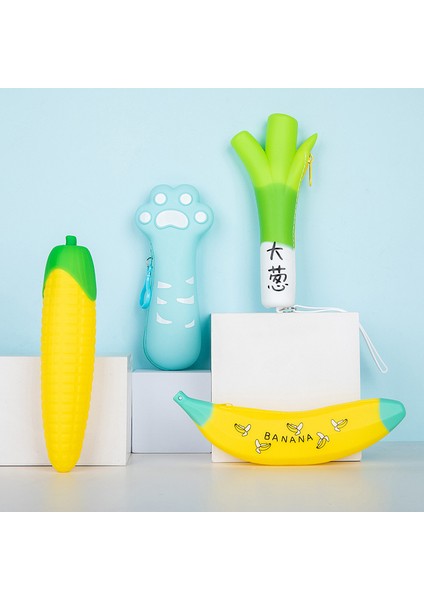 F 1 Adet Lytwtw Yeni Sevimli Karikatür Kawaii Sebze Taşınabilir Silikon Kalem Kalem Çantası Makyaj Kozmetik Cep Okul Kırtasiye Durumda (Yurt Dışından) modelleri