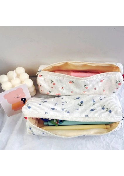 Pembe Çiçek Sevimli Küçük Çiçekler Kalem Kutuları Çiçek Pamuk Keten Kalem Çantası Basit Kalem Çantası Saklama Torbaları Okul Malzemeleri Kawaii Kırtasiye 1 Adet (Yurt Dışından) modelleri