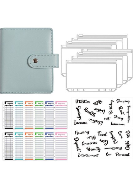 Mavi A7 A7 Pu Deri Defter Bağlayıcı Bütçe Planlayıcısı Organizatör Bağlayıcı Kapağı 8 Bağlayıcı Cepler ve 12 Adet Gider Bütçe Sayfaları (Yurt Dışından)