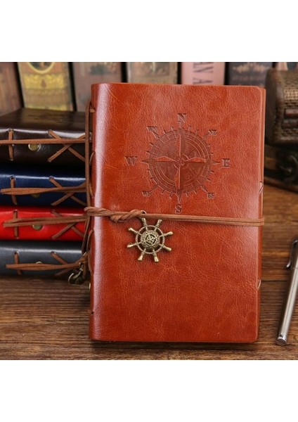 Kahverengi Büyük 165X235MM 2023 Spiral Defter Günlüğü Not Defteri Vintage Korsan Çapalar Pu Deri Not Defteri Değiştirilebilir Kırtasiye Hediye Gezgin Dergisi (Yurt Dışından)