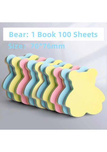 BEARS100SHEETS 100 Sayfa Yaratıcı Renkli Kendinden Yapışkanlı Not Defteri Öğrenci Profesyonel Not Kağıdı (Yurt Dışından)