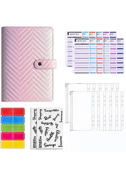 Pembe 2 A6 A6 Mermer Pu Deri Defter Bağlayıcı Bütçe Planlayıcısı Gider Bütçe Kitabı Nakit Para Zarf Organizatör Sistemi Fermuarlı Cebi (Yurt Dışından)
