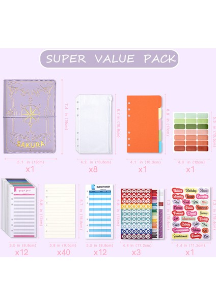 Standart Set A6 Bağlayıcı Bütçe Planlayıcısı Defter Bronzlaştırıcı Klasör Kapakları 6 Delikli Bağlayıcı Cepler Plastik Bağlayıcı Fermuar Para Tasarruf Zarfı (Yurt Dışından) fırsatları