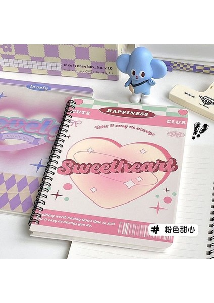 No.4 50 Sayfalık Güzel Sevgiliye Pembe Mor Bobin Defter A5 Yatay Çizgi Öğrenme Not Defteri Yüksek Güzellik Dayanıklı Okul Kırtasiye (Yurt Dışından)