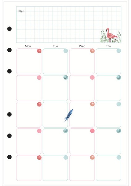 Renkli Aylık A5 Toplam 45 Sayfa Klasik 6 Delikli Ciltleme Defteri Iç Kağıt Çekirdek/yeniden Doldurma Iç Kağıtlar:çizgi, Izgara, Noktalar, Liste, Günlük Haftalık Aylık Planlayıcı A5 A6 (Yurt Dışından)