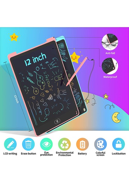 Siyah 12IN Renkli 8.5/12 Inç Yazı Tahtası Çizim Tableti LCD Ekran Yazma Dijital Grafik Tabletler Elektronik El Yazısı Ped Oyuncaklar Hediyeler Çocuk (Yurt Dışından) indirimleri