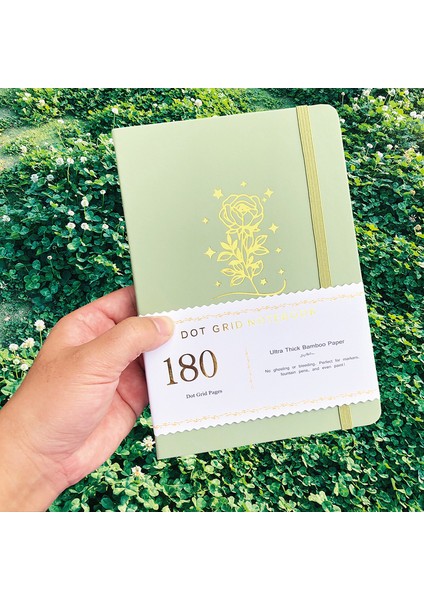 Matcha Rengi 180GSM Bambu Kağıdı 180GSM Noktalı Defter Nokta Izgara Dergisi Suluboya Eskiz Defteri Kalınlaşmak Bambu Kağıdı 160 Sayfa 5X5MM Su Geçirmez Kumaş Ciltli (Yurt Dışından)
