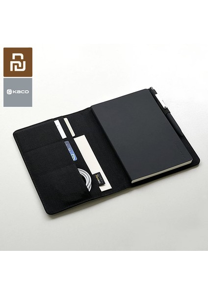 1BLACK1PEN10BLACKINK Youpin Kaco A5 Dizüstü Bilgisayar Akıllı Ev Asil Kağıt Pu Kart Yuvası Cüzdan Kitap Ofis Seyahat Için Bir Hediye ile (Yurt Dışından)