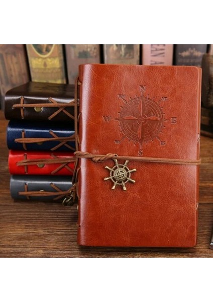 Kırmızı A7 105X145MM Spiral Defter Günlüğü Not Defteri Vintage Korsan Çapalar Pu Deri Not Defteri Değiştirilebilir Kırtasiye Hediye Gezgin Dergisi (Yurt Dışından)