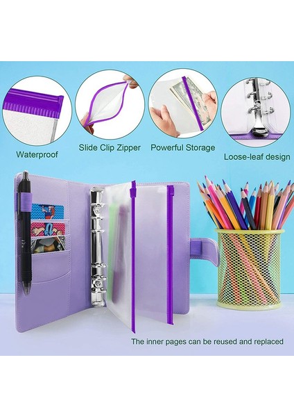 6 Adet A6 A5 A6 Bağlayıcı Bütçe Planlayıcısı Defter Kapakları Klasör Renkli 6 Delikli Bağlayıcı Cepler Plastik Bağlayıcı Fermuar Para Tasarrufu Zarf (Yurt Dışından)