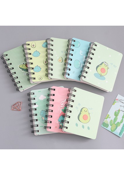 5 Avokado A7 80 Sayfa Kore A7 Rollover Bobin Dizüstü Öğrenci Taşınabilir Mini Pocketbook Karikatür Not Defteri Ofis Okul Malzemeleri Dergiler Kawaii (Yurt Dışından)