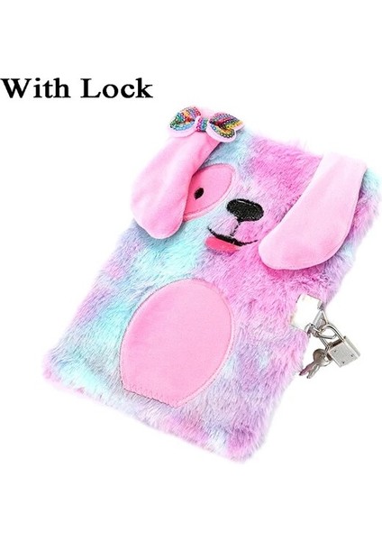Mor A5 Peluş Dizüstü Kilitli Sevimli Köpek Dergisi A5 Günlüğü Unicorn Planlayıcısı Organizatör Kawaii Okula Dönüş Not Defteri Kore Eskiz Defteri (Yurt Dışından)