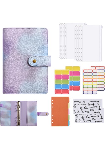 12 Adet A6 Batik Renk Değişimi Renk Gevşek Yaprak Defter 8 Adet Zip Cep, Bağlayıcı Bütçe Planlayıcısı Organizatör (Yurt Dışından) indirimleri