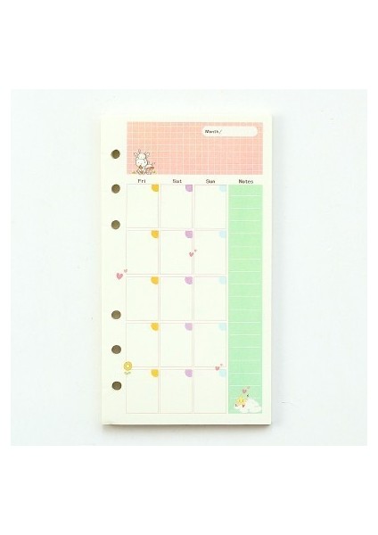 Aylık Planlayıcı A5 Mınkys Kawaii 45 Sayfa A5 A6 Gevşek Yaprak Defter Kağıdı Dolum Spiral Ciltleme Dizini Iç Sayfa Günlük Aylık Haftalık Gündem Planı (Yurt Dışından)