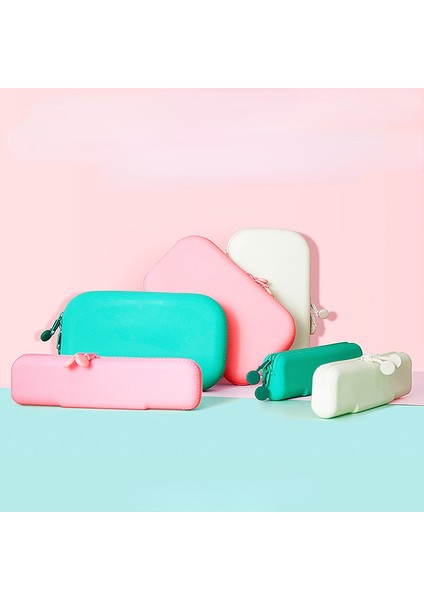 Pembe (Küçük) Kalem Kutusu Silikon Güzel Sadelik Kozmetik Çantası Kalem Kutusu Kırtasiye Kutusu Saklama Çantası Yaratıcı Dly Kalem Kutusu Şeker Renkler (Yurt Dışından) fırsatları