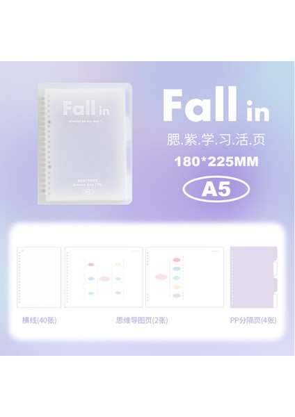 Mor B5 Şeffaf Kore Sevimli Günlük Defteri Dizüstü Gevşek Yapraklı Bağlayıcı Kawaii Dizüstü Gündem Organizatör Okul Kırtasiye (Yurt Dışından)