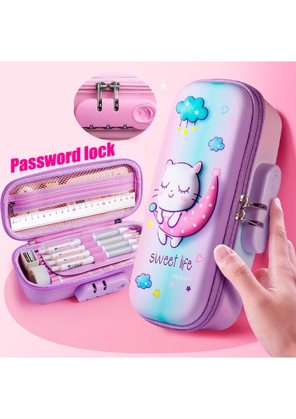 5991 Pembe At 3D Eva Kawaii Kalem Kutusu Kilitli Unicorn Organizatör Sevimli Kalem Kutusu Kılıfı Okul Çantası Kız Erkek Malzemeleri Öğrenciler Kırtasiye (Yurt Dışından)