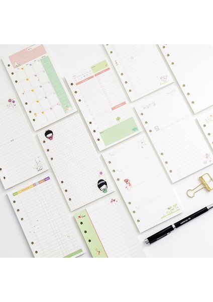 Aylık Planlayıcı A5 Mınkys Kawaii 45 Sayfa A5 A6 Gevşek Yaprak Defter Kağıdı Dolum Spiral Ciltleme Dizini Iç Sayfa Günlük Aylık Haftalık Gündem Planı (Yurt Dışından) fırsatları