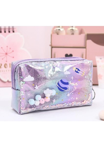 Büyük Mor Yıldız Kalem Kutusu Glitter Büyük Kapasiteli Kalem Kutusu Kalem Makyaj Çantası Malzemeleri Kalem Çantası Okul Kutusu Kalem Çantası Kırtasiye (Yurt Dışından)