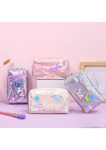 Büyük Mor Yıldız Kalem Kutusu Glitter Büyük Kapasiteli Kalem Kutusu Kalem Makyaj Çantası Malzemeleri Kalem Çantası Okul Kutusu Kalem Çantası Kırtasiye (Yurt Dışından) modelleri