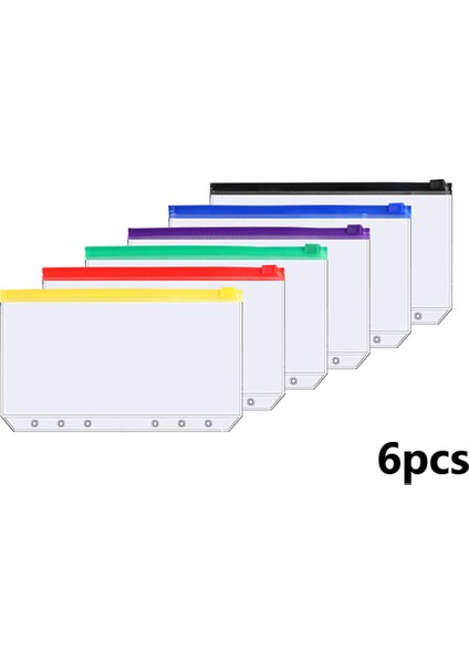 Fermuarlı Çanta A6 Pu Deri Defter Bütçe Bağlayıcı 6 Fermuarlı Kese Sayfaları Doldurulabilir 6 Halka Gevşek Yaprak Kişisel Planlayıcı Bağlayıcı Çıkartmalar (Yurt Dışından)